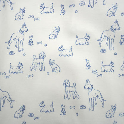 Dogs Print Pima Cotton Baby Footie with Scalloped Collar