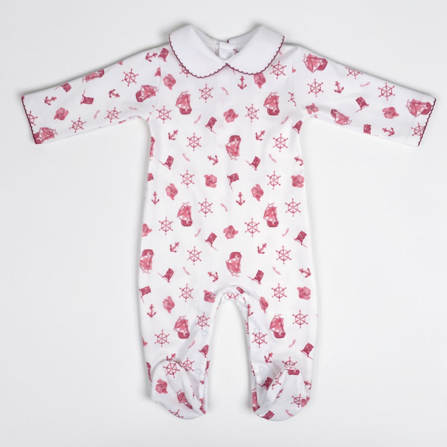 Pirate Pima Cotton Baby Footie with Peter Pan Collar