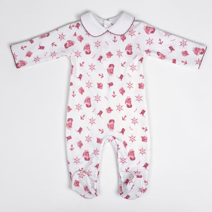 Pirate Pima Cotton Baby Footie with Peter Pan Collar