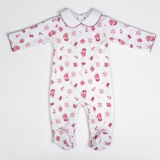 Pirate Pima Cotton Baby Footie with Peter Pan Collar