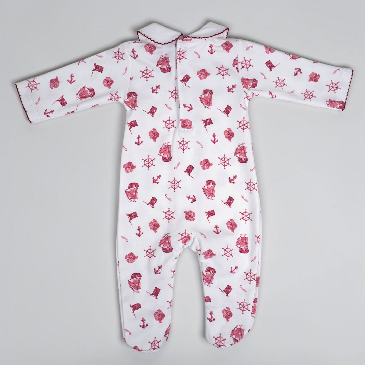 Pirate Pima Cotton Baby Footie with Peter Pan Collar
