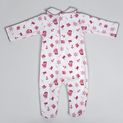 Pirate Pima Cotton Baby Footie with Peter Pan Collar