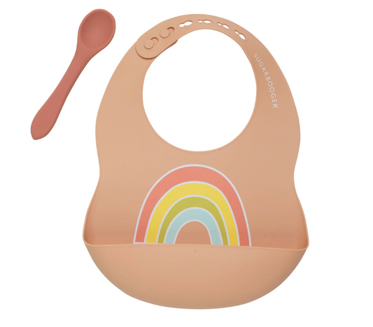 Fresh + Messy Silicon Bib & Spoon Set Rainbows
