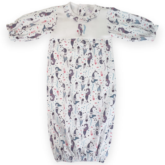 Mermaids Print Pima Cotton Baby Gown