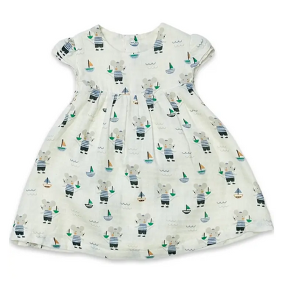 Mouse Sailor Cap Sleeve Dress+Bloomer (Organic Muslin)