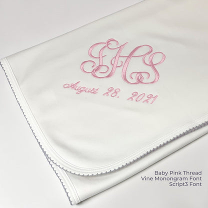 Luxury Pima Cotton Baby Blanket with Scallop Trim