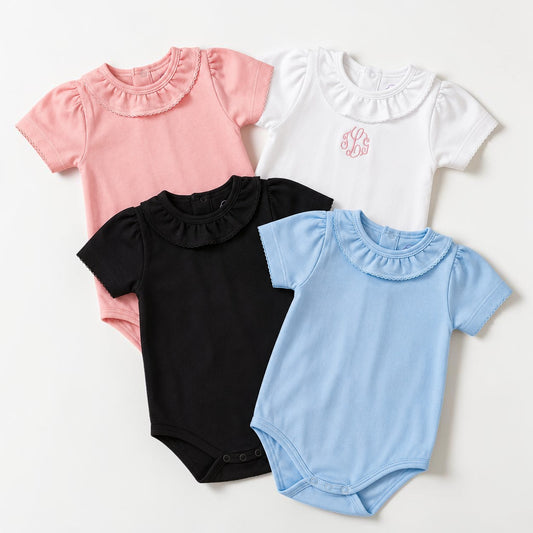 Pima Cotton Baby Bodysuit with Ruffle Collar