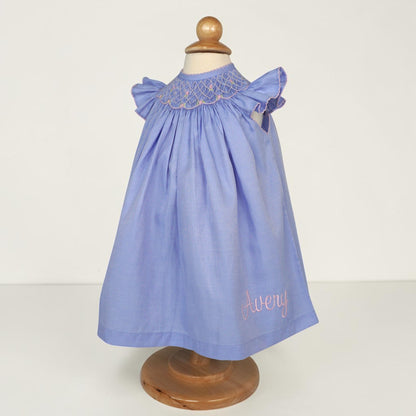 Periwinkle Flutter Sleeve Smocked Dress