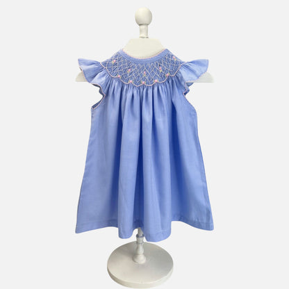 Periwinkle Flutter Sleeve Smocked Dress