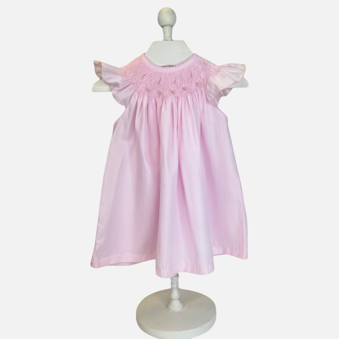 Light Pink Flutter Sleeve Smocked Dress