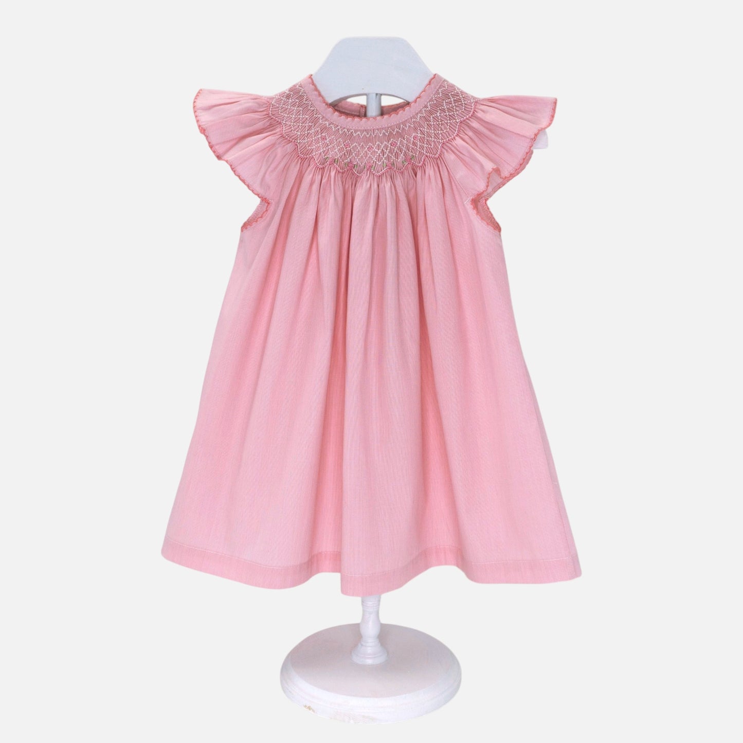 Rose Flutter Sleeve Smocked Dress