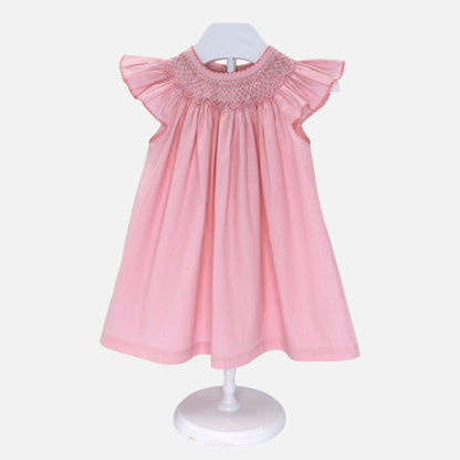 Rose Flutter Sleeve Smocked Dress