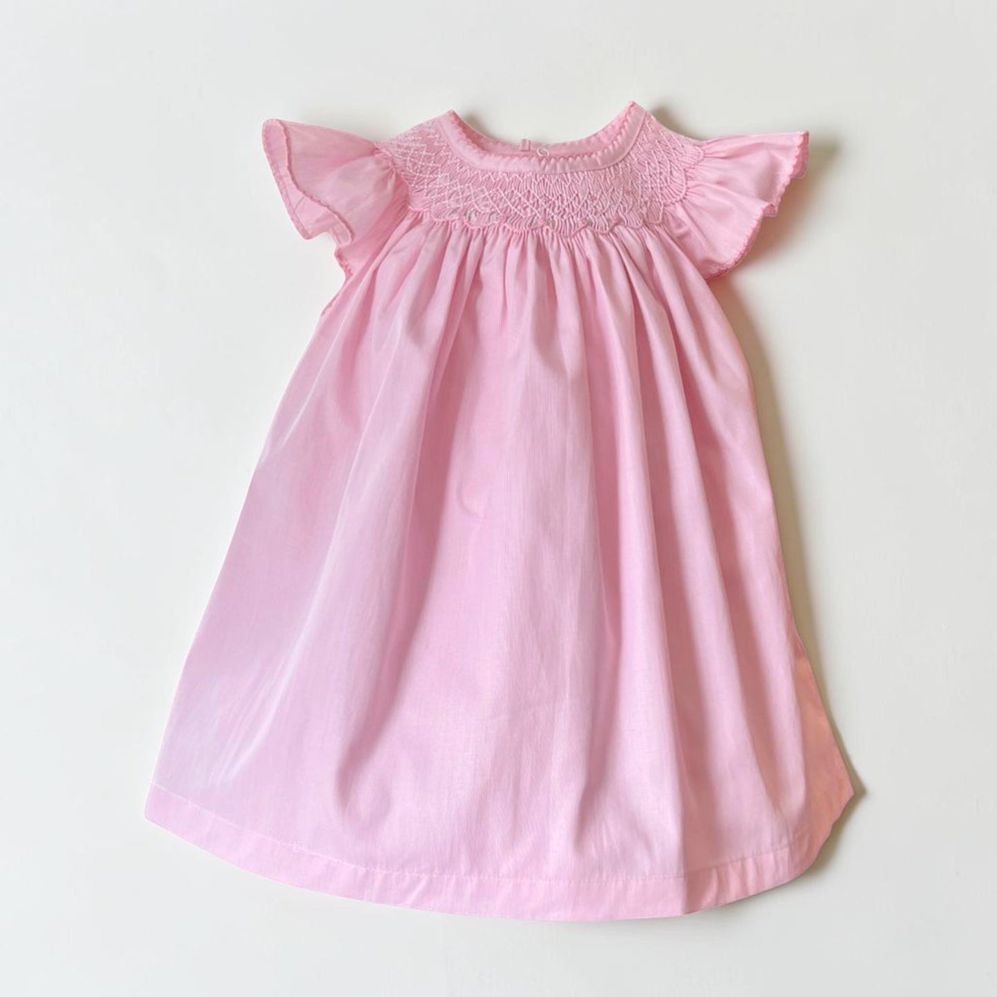 Rose Flutter Sleeve Smocked Dress