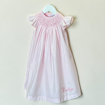 Light Pink Flutter Sleeve Smocked Dress