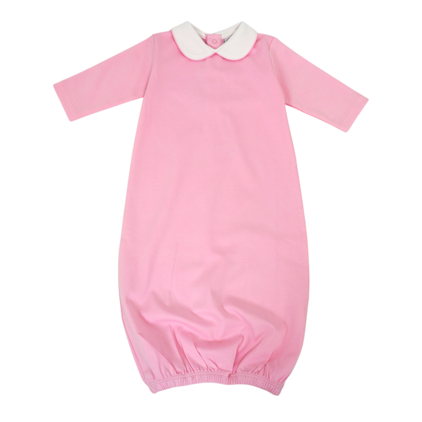 Solid Pima Cotton Baby Gown with White Peter Pan Collar