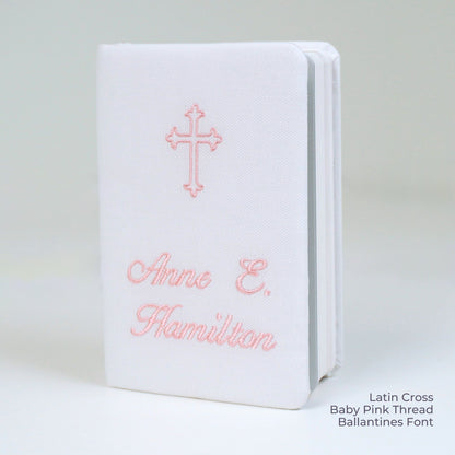 Personalized KJV Baby Gift Bible – Piqué Cotton with Cross Design