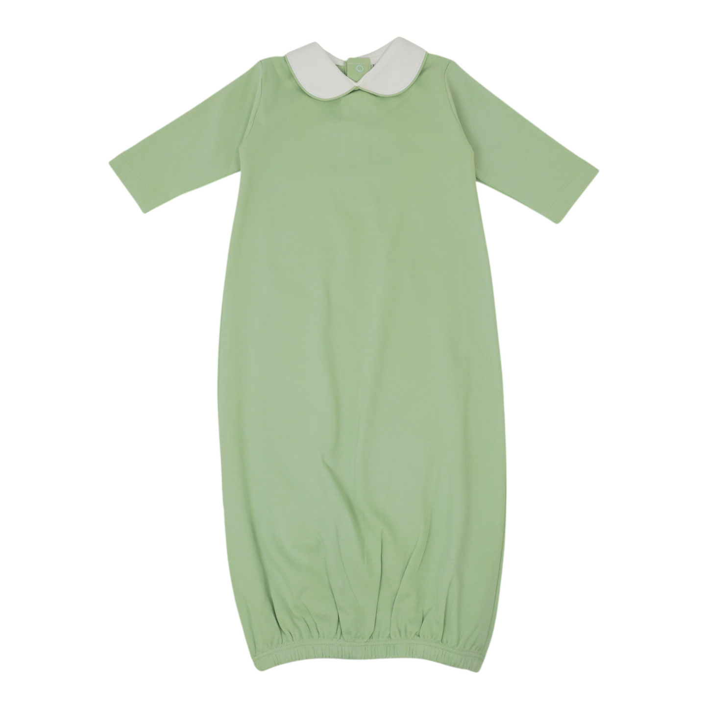 Solid Pima Cotton Baby Gown with White Peter Pan Collar