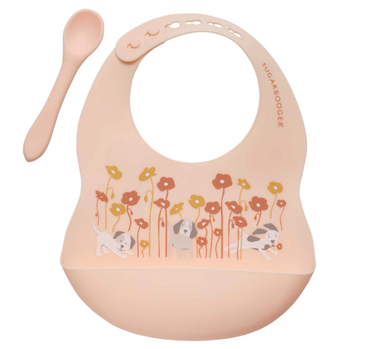 Bib + Spoon Set Puppies & Poppies