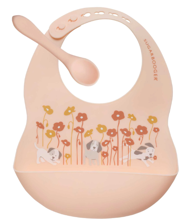 Bib + Spoon Set Puppies & Poppies
