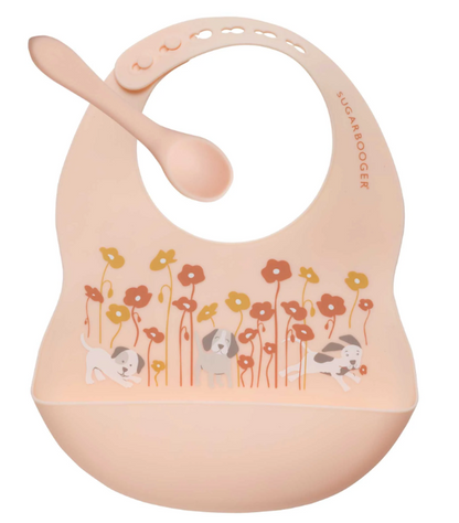 Bib + Spoon Set Puppies & Poppies
