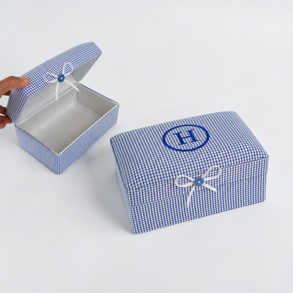 Seersucker Check Cotton – Small Baby Keepsake Box