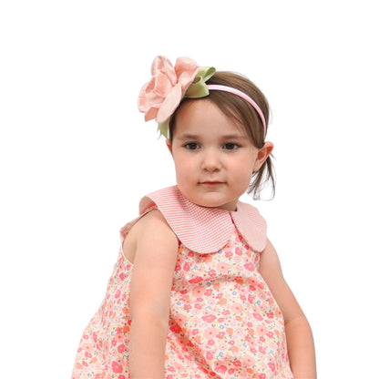 Sleeveless Peter Pan Collar Bubble Dress Peach Poppies