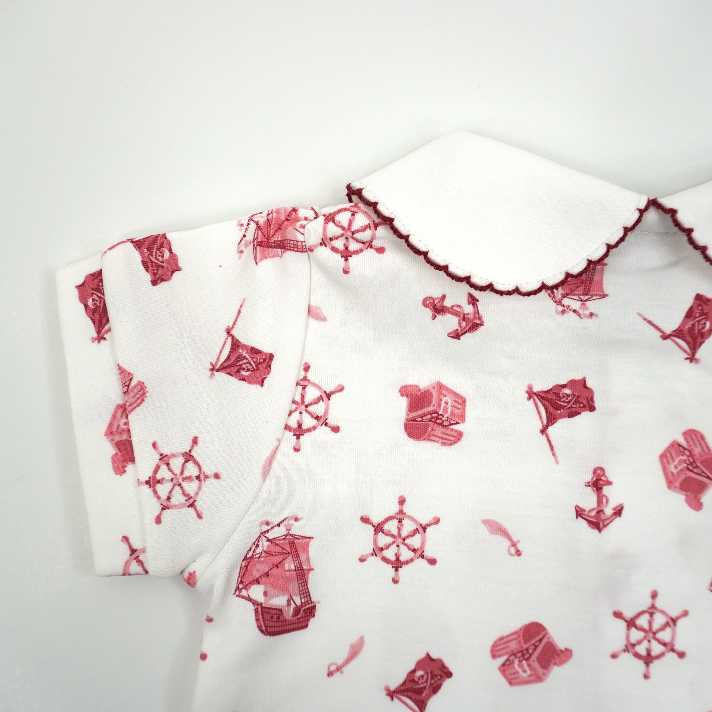 Pirate Pima Cotton Baby Romper with Peter Pan Collar
