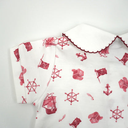 Pirate Pima Cotton Baby Romper with Peter Pan Collar