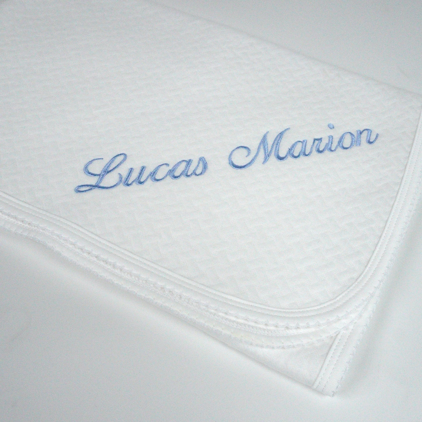 White Pima Jacquard Baby Blanket