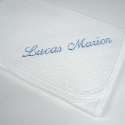 White Pima Jacquard Baby Blanket