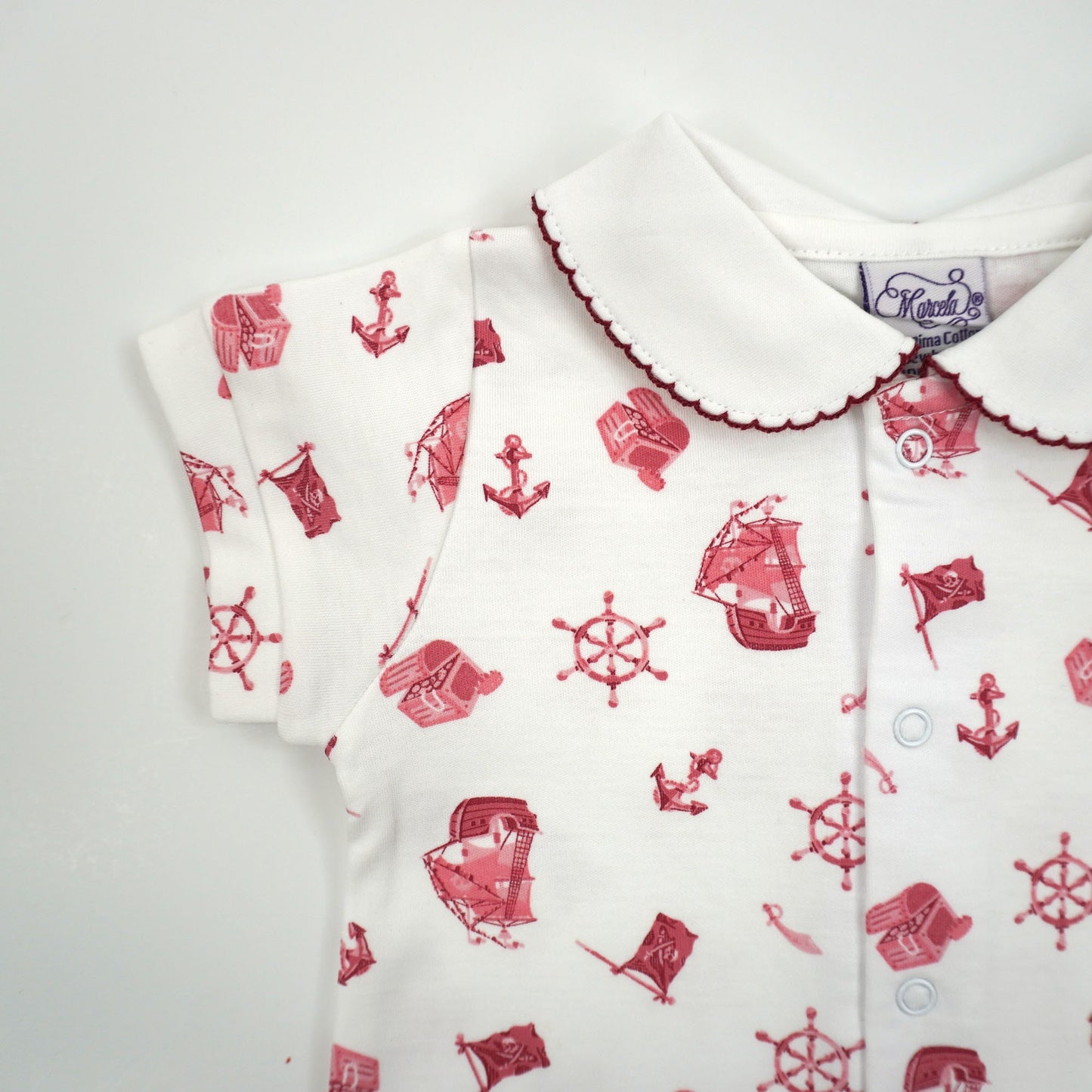 Pirate Pima Cotton Baby Romper with Peter Pan Collar