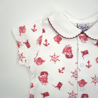 Pirate Pima Cotton Baby Romper with Peter Pan Collar