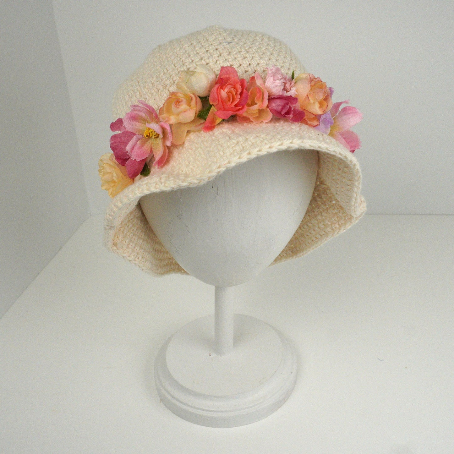 Hat Combo with Pink Floral Hair Band