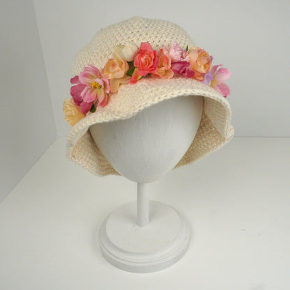 Hat Combo with Pink Floral Hair Band