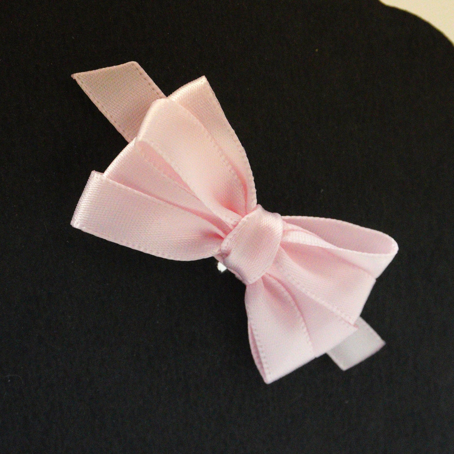 Pink Satin Bow & Pearl Bracelet Set with Jeweled Cross / Christening Bracelet