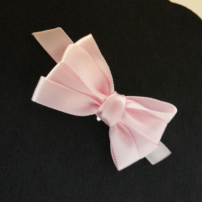 Pink Satin Bow & Pearl Bracelet Set with Jeweled Cross / Christening Bracelet