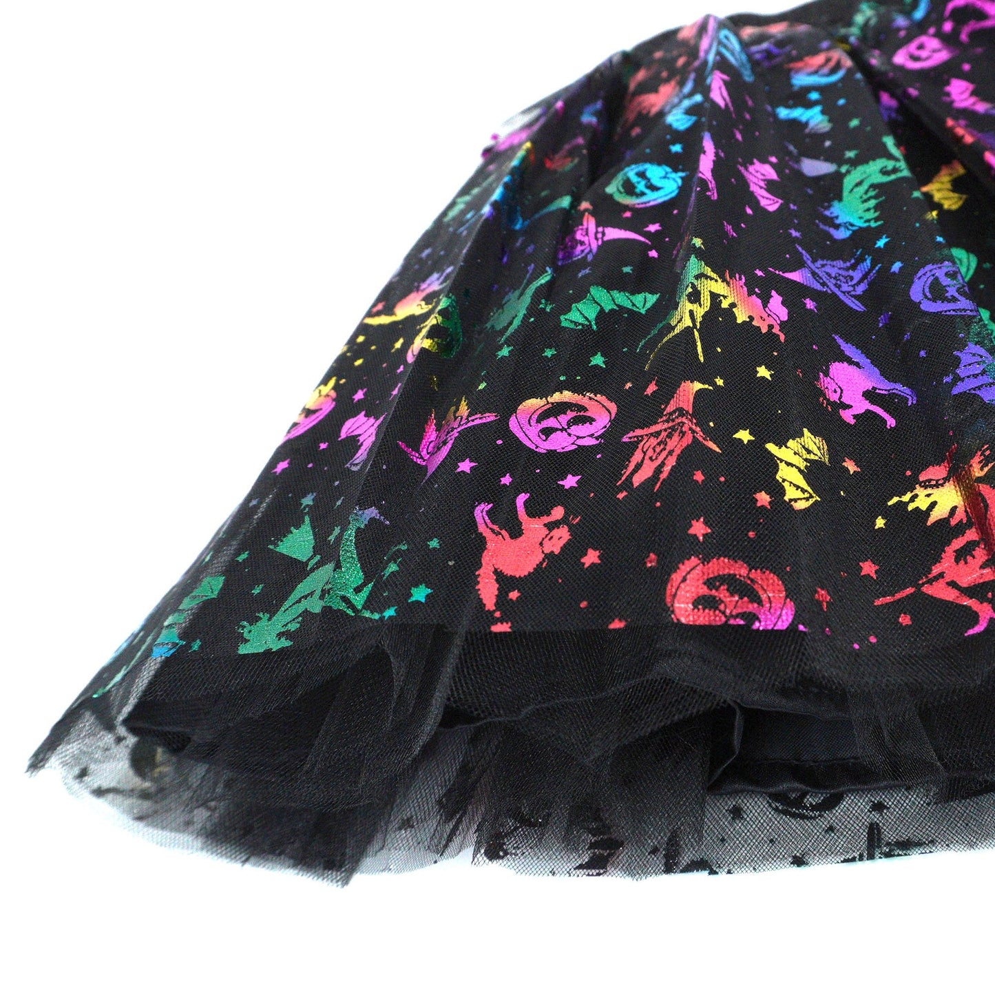 Kids' Halloween Tutu: Black Skirt with Multicolor Designs (2T-5Y)