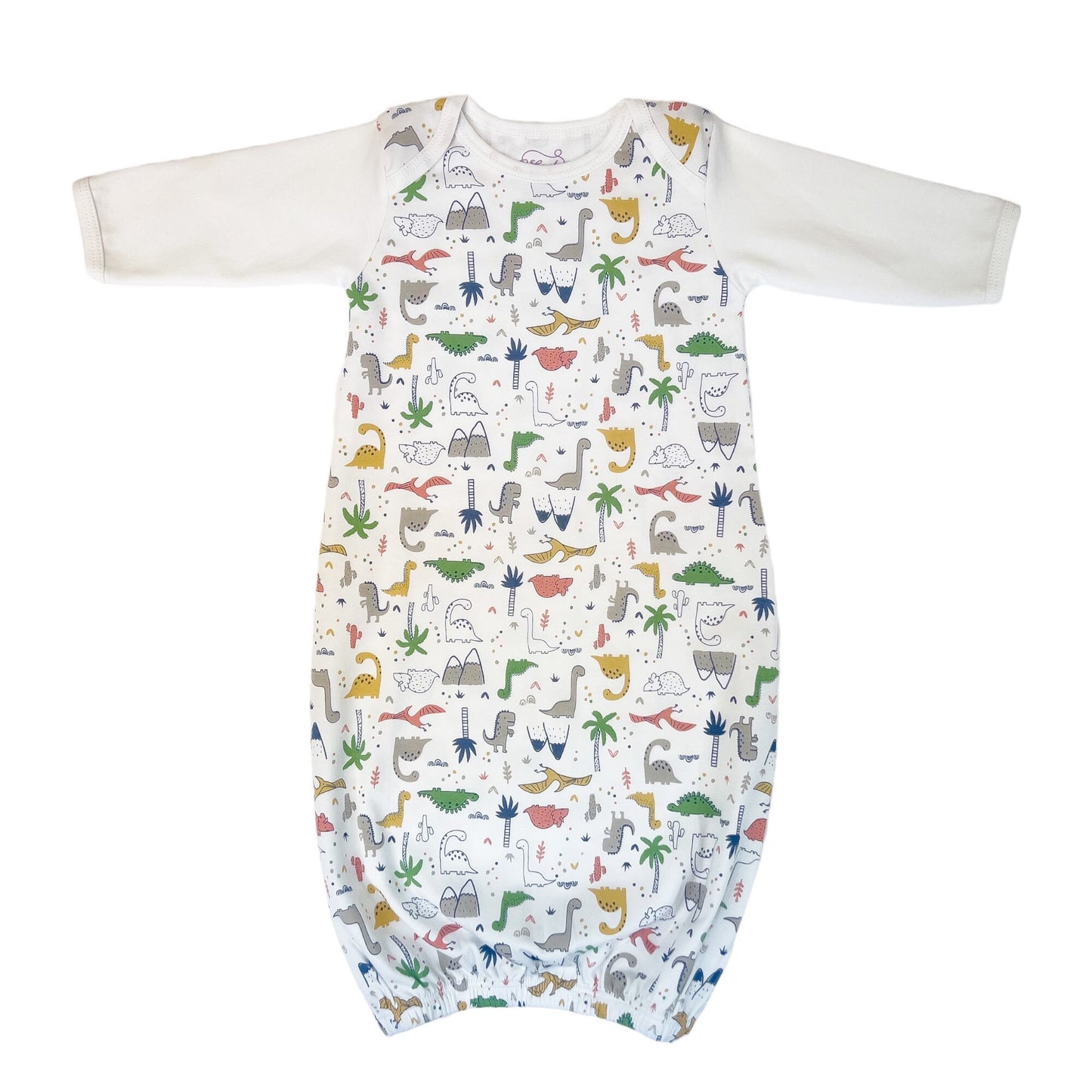 Dinosaurs Print Pima Cotton Baby Gown