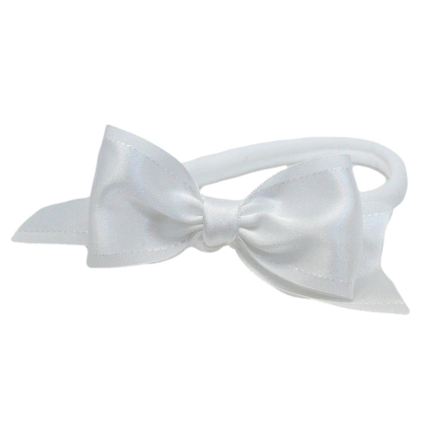 Baby Christening Headband with Satin Bow