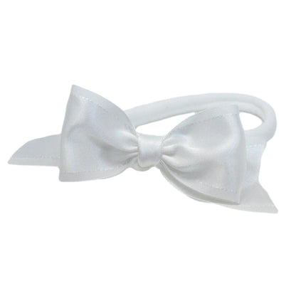 Baby Christening Headband with Satin Bow