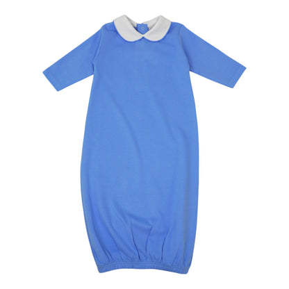 Solid Pima Cotton Baby Gown with White Peter Pan Collar