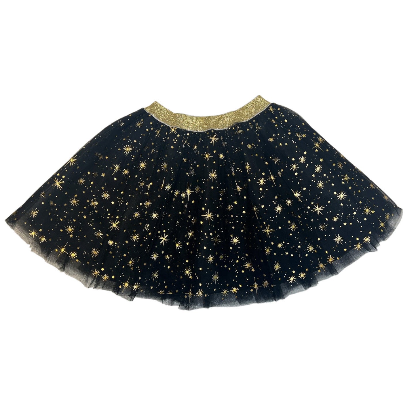 Black Tulle Tutu with Gold Stars: Girl's Dress-Up Skirt