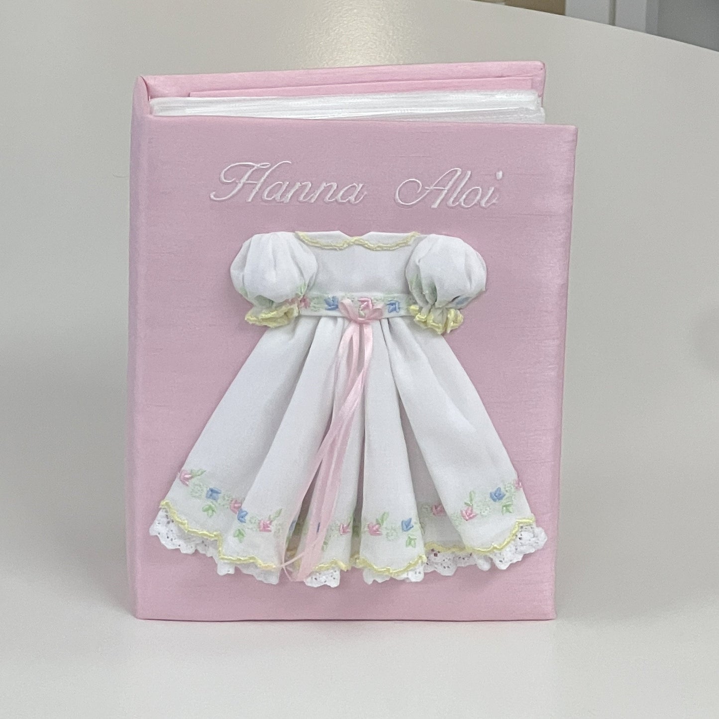 Swiss Batiste Dress with Flowers – Medium Hardbound Album (Shantung)