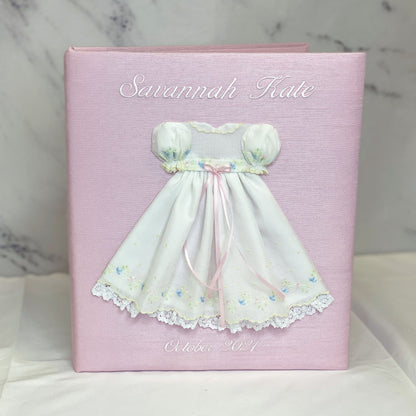 Swiss Batiste Dress with Flowers – Baby Memory Book (Shantung)