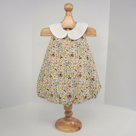 Sleeveless Peter Pan Collar Bubble Dress Mini Garden