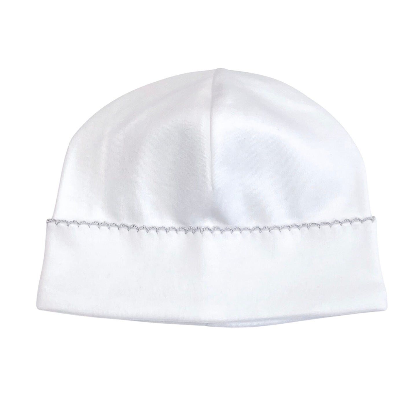 Monogrammed Baby Beanie – 100% Pima Cotton Newborn Hat | Personalized Infant Beanie with Color Stitching Trim