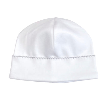 Monogrammed Baby Beanie – 100% Pima Cotton Newborn Hat | Personalized Infant Beanie with Color Stitching Trim
