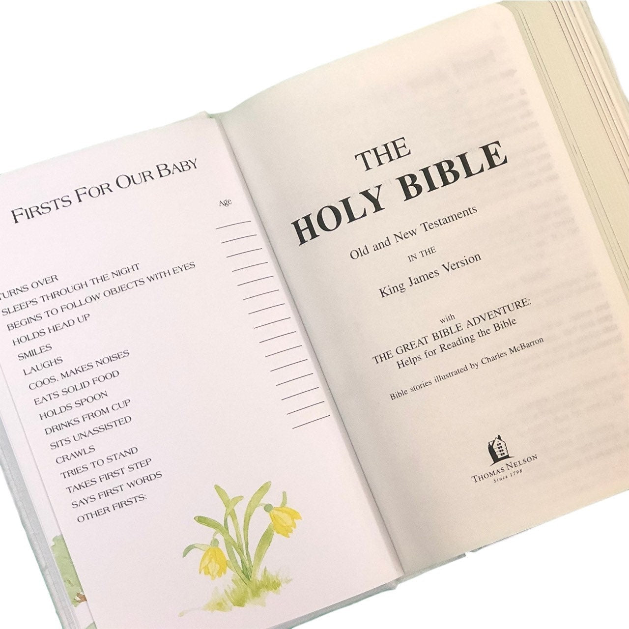 Personalized KJV Baby Gift Bible – Piqué Cotton with Cross Design
