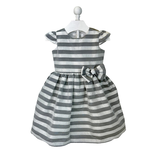 Taffeta Silver & White Striped Dress