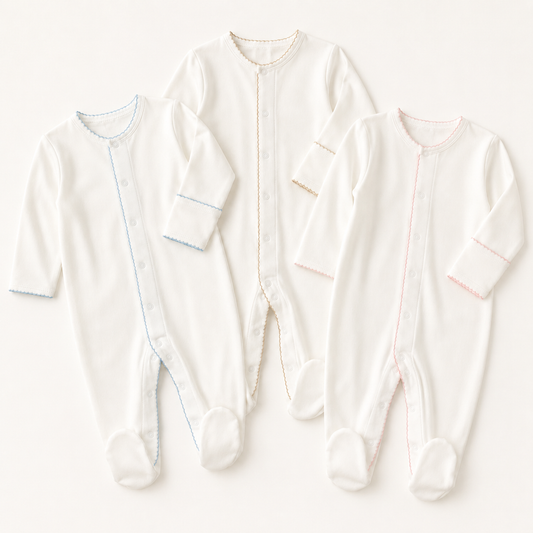 White Pima Cotton Baby Footie